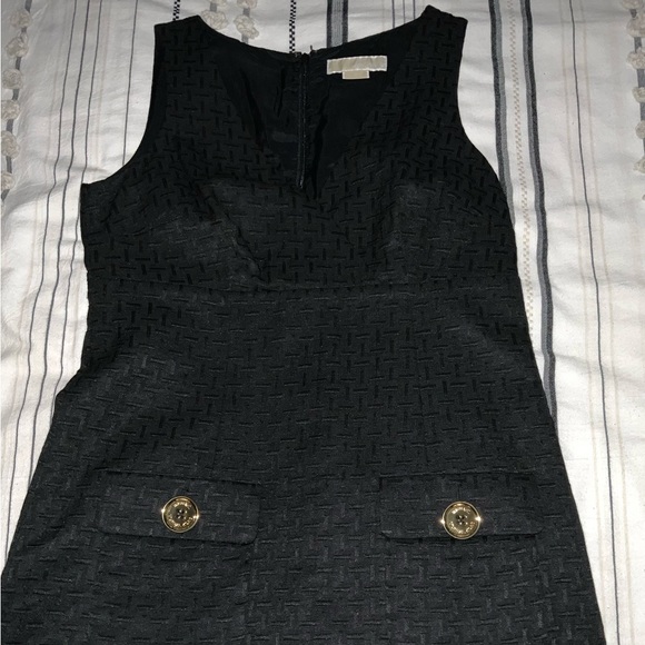 Michael Kors black dress with front packets and gold buttons size 8 - Picture 5 of 13